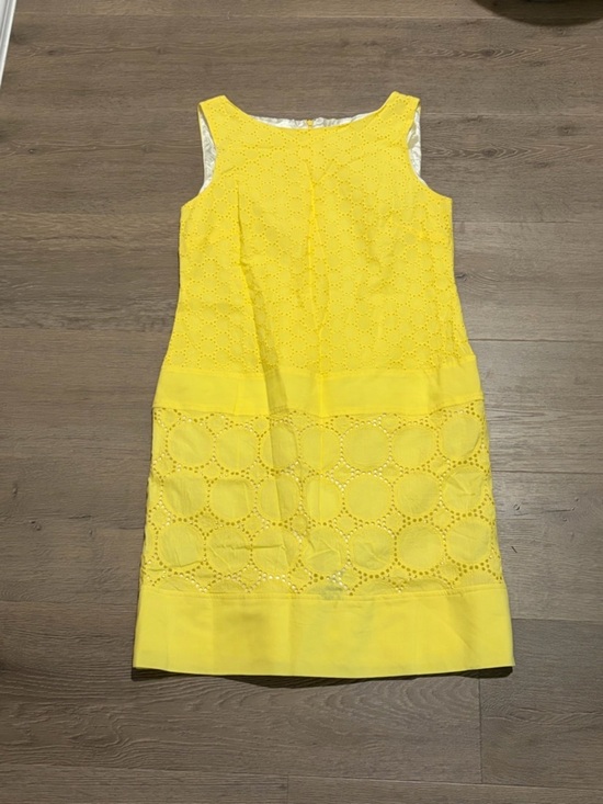Sandra Darren Dresses & Skirts - Sandra Darren Bright Yellow Eyelet Sleeveless Midi Dress